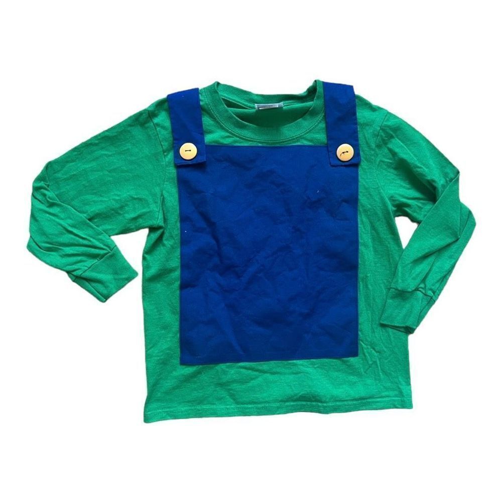 Youth Custom Etsy Boutique Super Mario Brothers Luigi Costume Top - Sz S